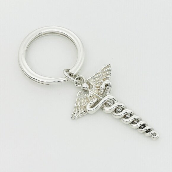 Tiffany & Co Caduceus Key Ring in Sterling Silver Doctor Keyring Keychain - Picture 4 of 6